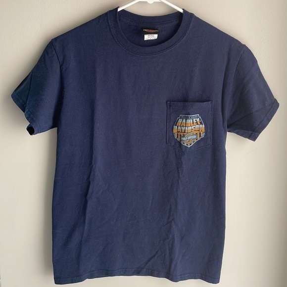 Harley-Davidson Other - Harley-Davidson Pocket front Navy Blue tee with Patriotic Design on back- men S